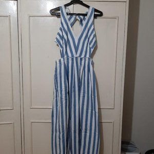 Zara blue and white striped midi dress - size XS